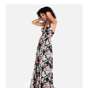 Express Black and Pink Floral Maxi Dress